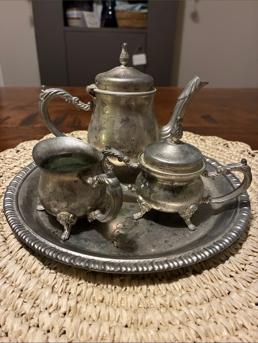 Reed & Barton 3 Pc Mini Tea Set w/Tray